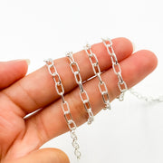 925 Sterling Silver Elongated Twisted and Plain Cable Link Chains